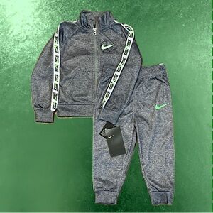 NIKE Tracksuit Matching Set Size 18 Months Gray Neon Green White